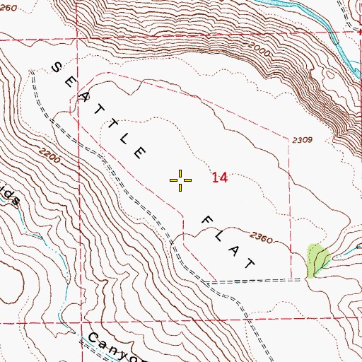 Topographic Map of Seattle Flat, OR