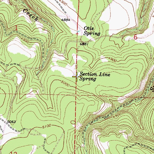 Topographic Map of Section Line Spring, OR