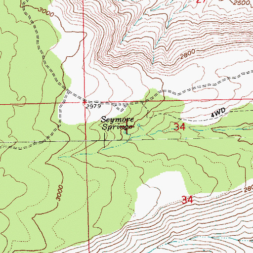 Topographic Map of Seymore Springs, OR