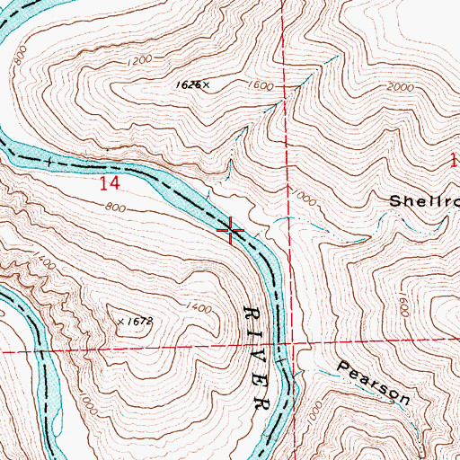 Topographic Map of Shellrock Canyon, OR