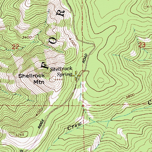 Topographic Map of Shellrock Spring, OR