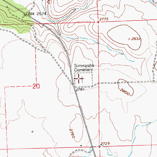 Topographic Map of Simnasho Cemetery, OR