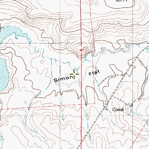 Topographic Map of Simon Flat, OR