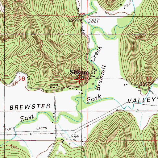 Topographic Map of Sitkum, OR