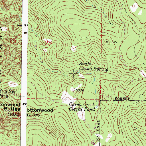 Topographic Map of South China Spring, OR