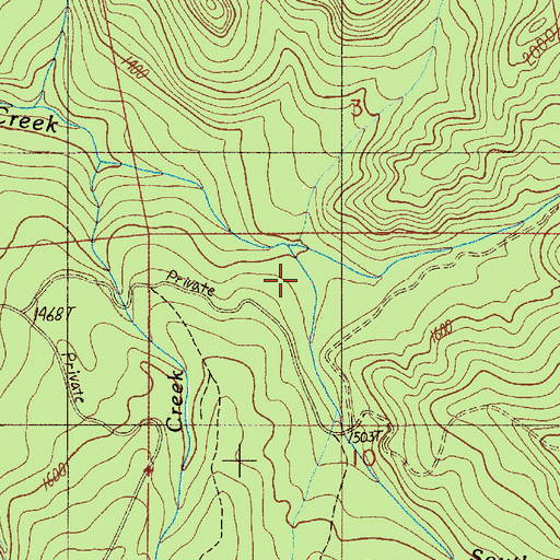 Topographic Map of South Fork Hinkle Creek, OR