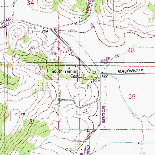 Topographic Map of South Yamhill Cemetery, OR
