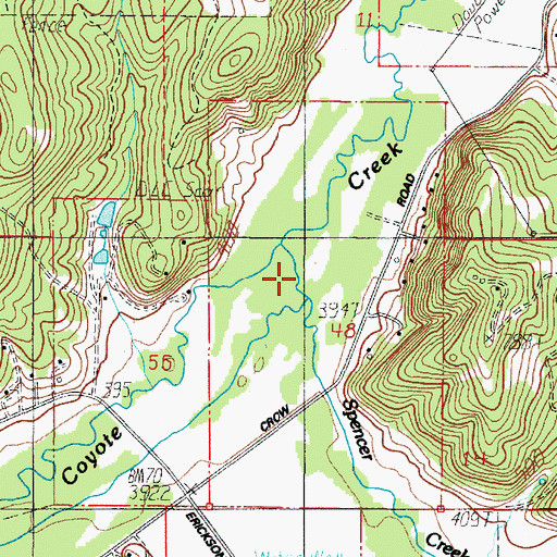 Topographic Map of Spencer Creek, OR