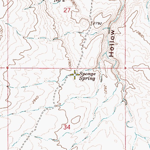 Topographic Map of Sponge Spring, OR