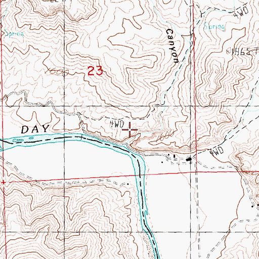 Topographic Map of Spring Basin Canyon, OR