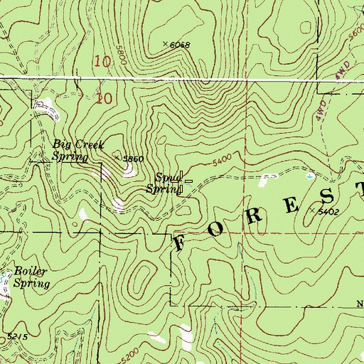 Topographic Map of Spud Spring, OR