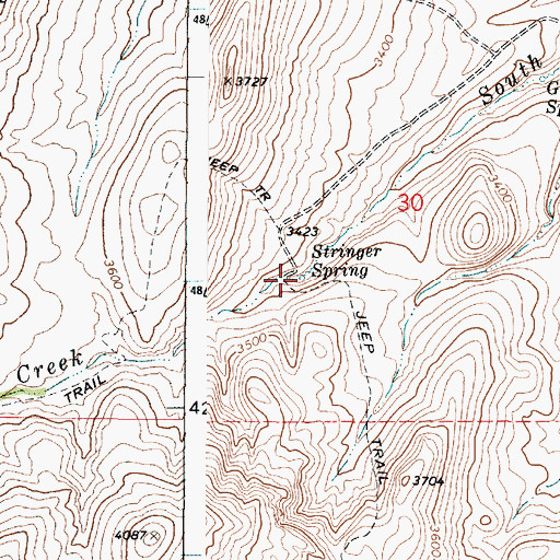 Topographic Map of Stringer Spring, OR
