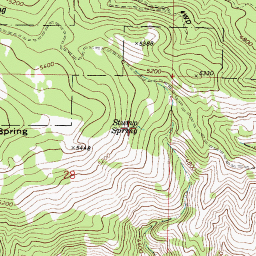 Topographic Map of Stump Spring, OR