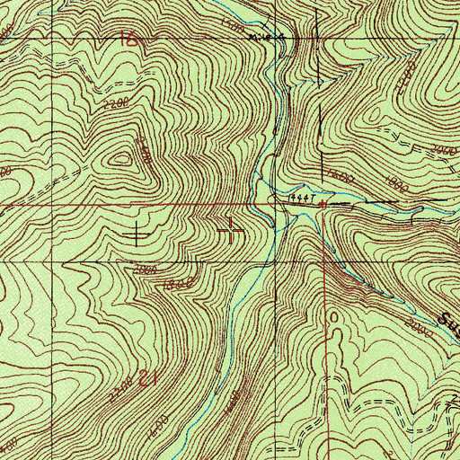 Topographic Map of Sugar Creek, OR