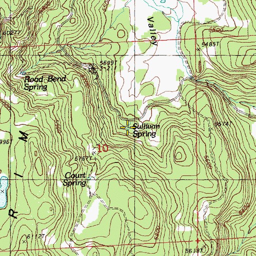 Topographic Map of Sullivan Spring, OR
