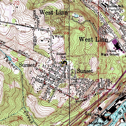 Topographic Map of Sunset Primary School, OR