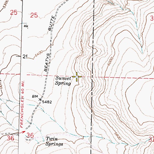Topographic Map of Sunset Spring, OR