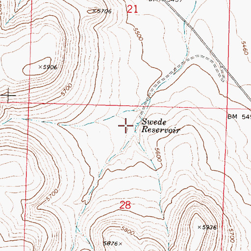 Topographic Map of Swede Reservoir, OR
