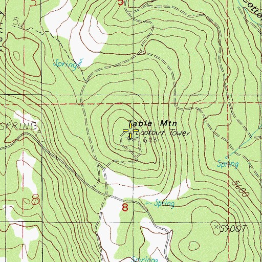 Topographic Map of Table Mountain, OR