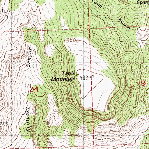 Topographic Map of Table Mountain, OR