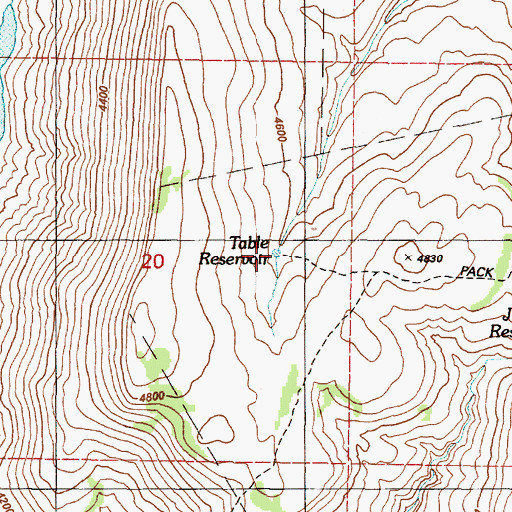 Topographic Map of Table Reservoir, OR