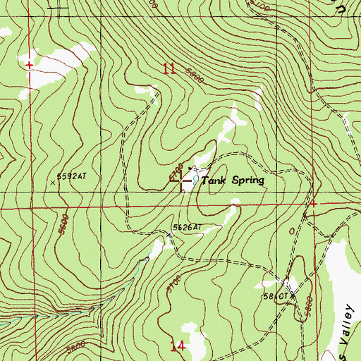 Topographic Map of Tank Spring, OR