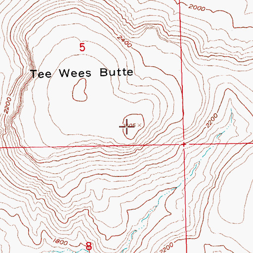 Topographic Map of Tee Wees Butte, OR