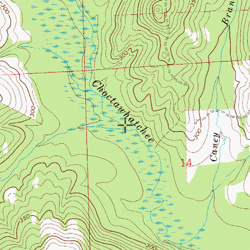 Topographic Map of Bordshaw Branch, AL