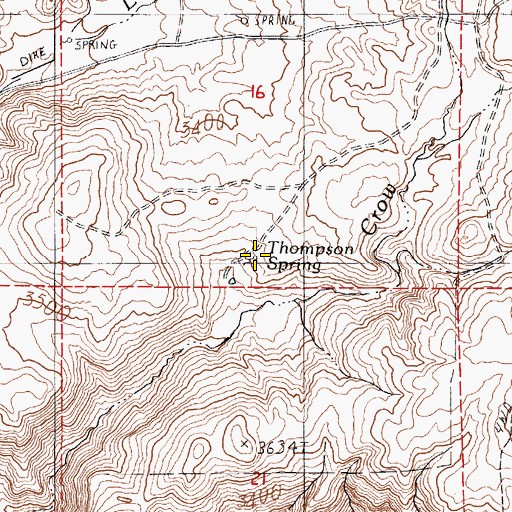 Topographic Map of Thompson Spring, OR