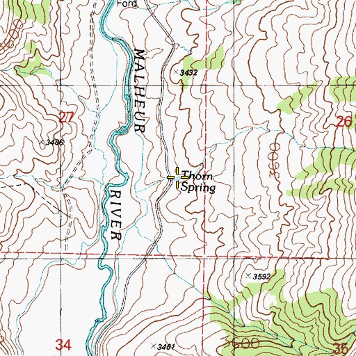 Topographic Map of Thorn Spring, OR