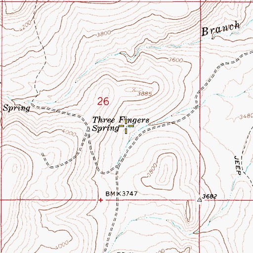 Topographic Map of Three Fingers Spring, OR