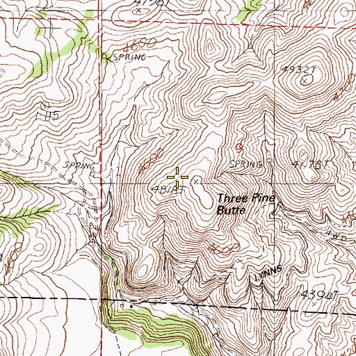 Topographic Map of Three Pine Butte, OR