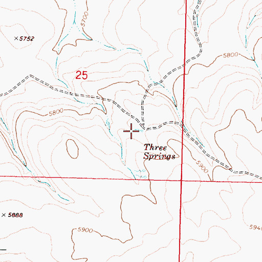 Topographic Map of Three Springs, OR