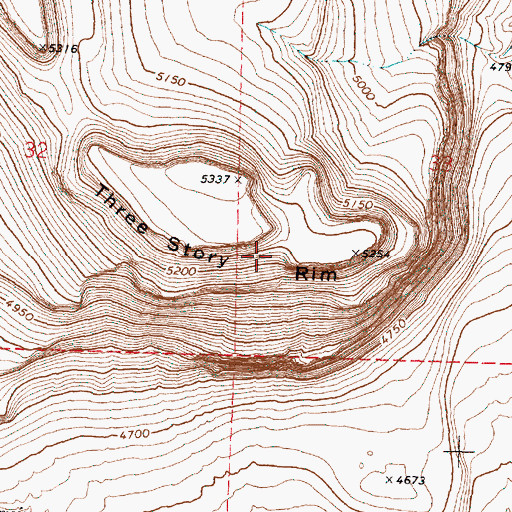 Topographic Map of Three Story Rim, OR