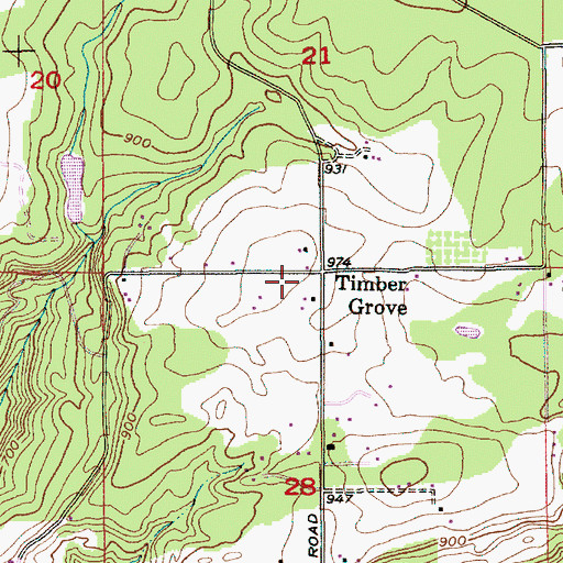 Topographic Map of Timber Grove, OR