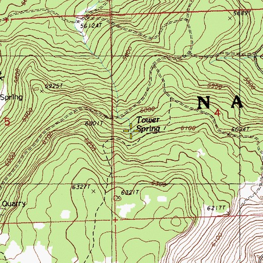Topographic Map of Tower Spring, OR