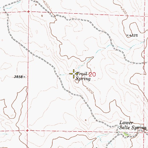 Topographic Map of Trail Spring, OR