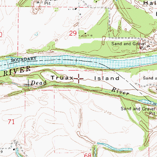 Topographic Map of Truax Island, OR