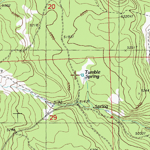 Topographic Map of Tumble Spring, OR