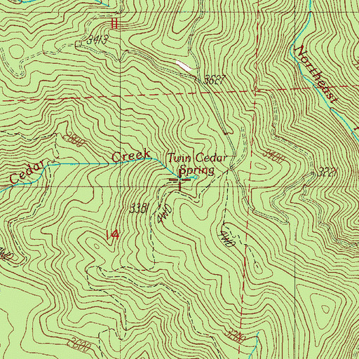 Topographic Map of Twin Cedar Spring, OR