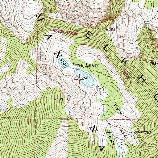 Topographic Map of Twin Lakes, OR