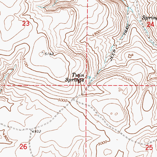 Topographic Map of Twin Springs, OR