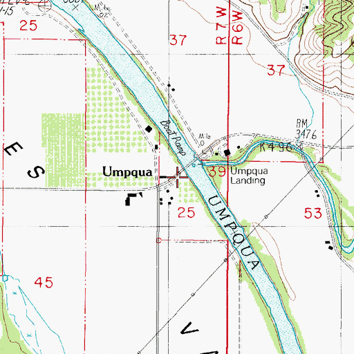 Topographic Map of Umpqua, OR