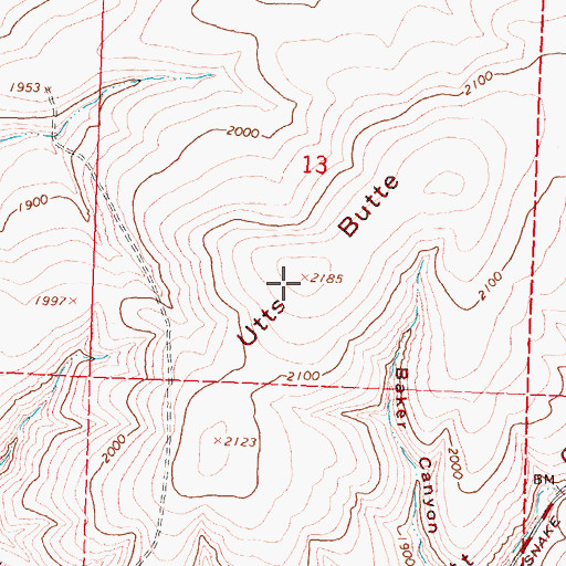 Topographic Map of Utts Butte, OR