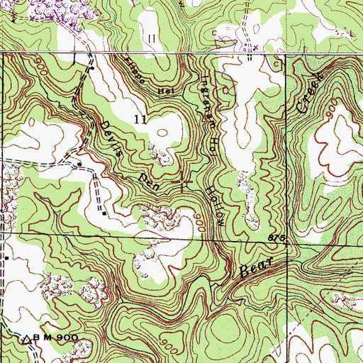 Topographic Map of Ingraham Hollow, AL