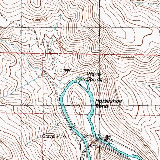 Topographic Map of Warm Spring, OR