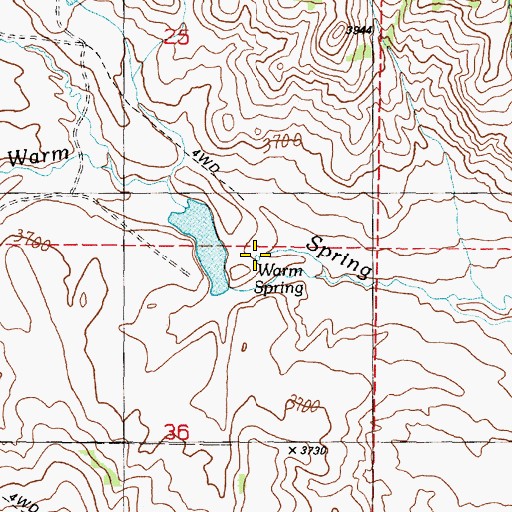 Topographic Map of Warm Spring, OR