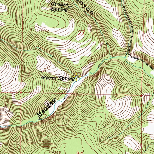 Topographic Map of Warm Spring, OR