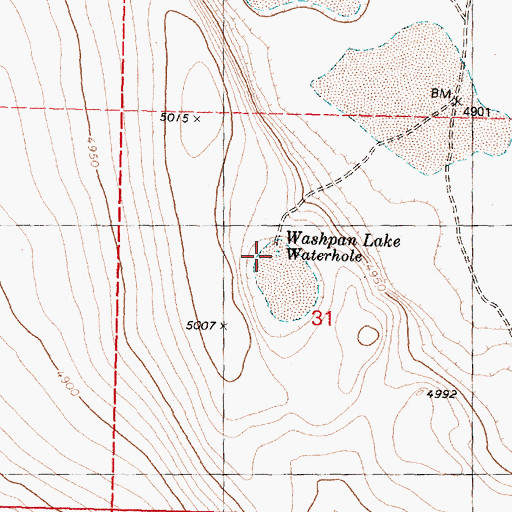 Topographic Map of Washpan Lake Waterhole, OR