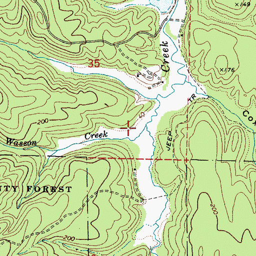Topographic Map of Wasson Creek, OR